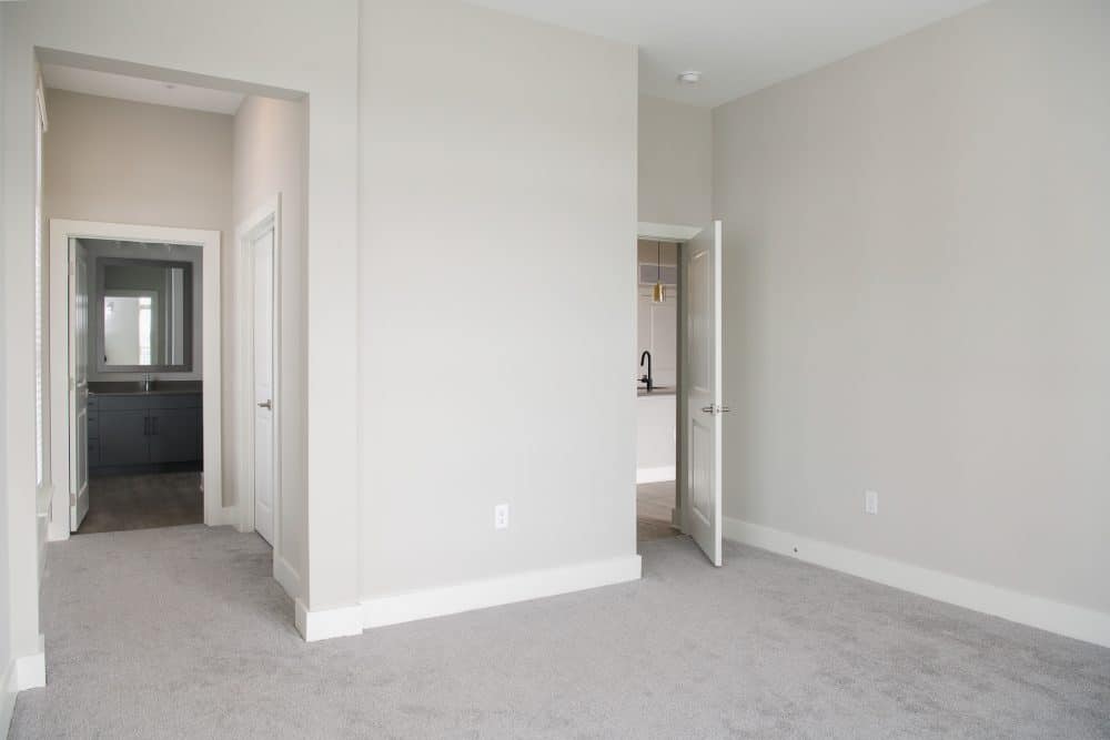 Spacious bedroom with ceiling fan